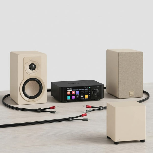 STEREOANLAGE (2.1): DALI KUPID + DALI BASIK SUB C-8 D + BLUESOUND POWERNODE EDGE + AUDIOQUEST ROCKET 11 + AUDIOQUEST BLACK LAB